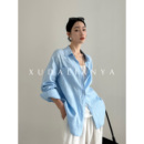 上衣女 早春简约百搭宽松老钱松弛感100亚麻衬衫 徐大脸吖定制 4色