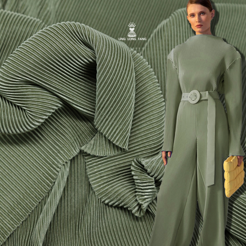 百褶条纹肌理布料弹力针织