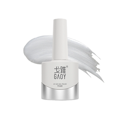 gaoy戈雅婚纱白绸缎指甲油胶2026年新款立体珍珠月光白贝母螺纹胶