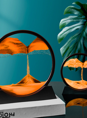 新品创意3d流h沙画沙漏摆件液体解压现代装饰品办公室乔迁结婚礼