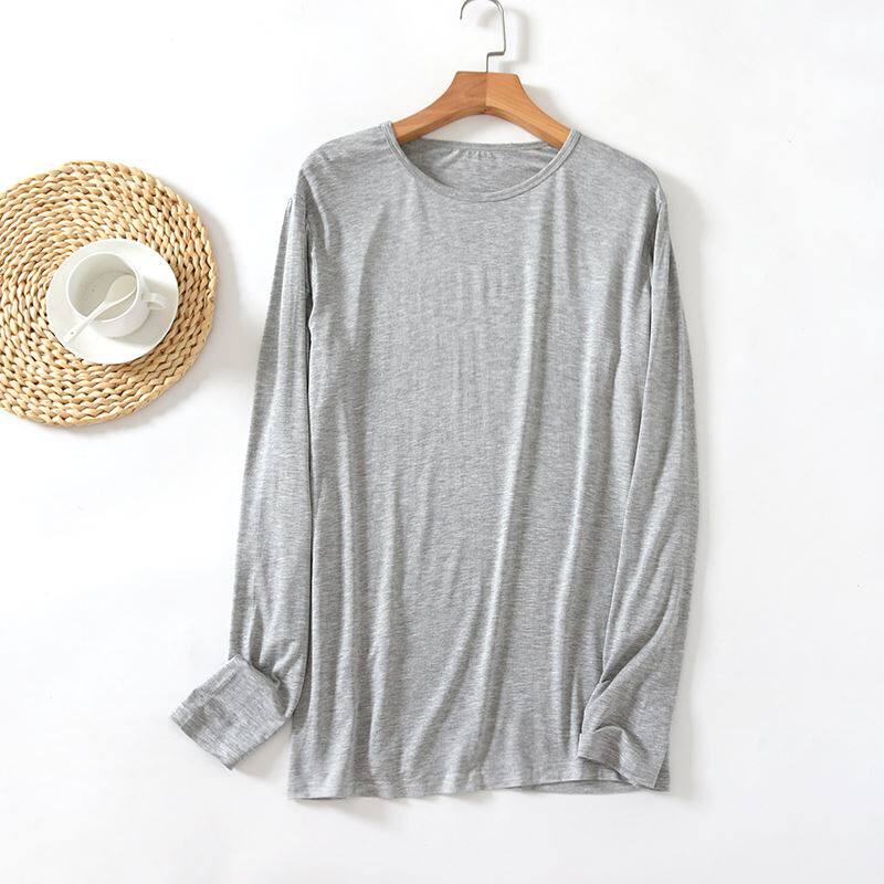 加肥加大码男士内衣上衣单件莫代尔保暖春秋中老年秋衣薄款打底衫