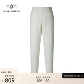 高端白色丝麻毛混纺直筒西裤 男士 商务休闲透气 2025新品