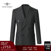 宴会结婚西服套装 双排扣商务时尚 CHARLES绿色明线包边男士 GIEVES