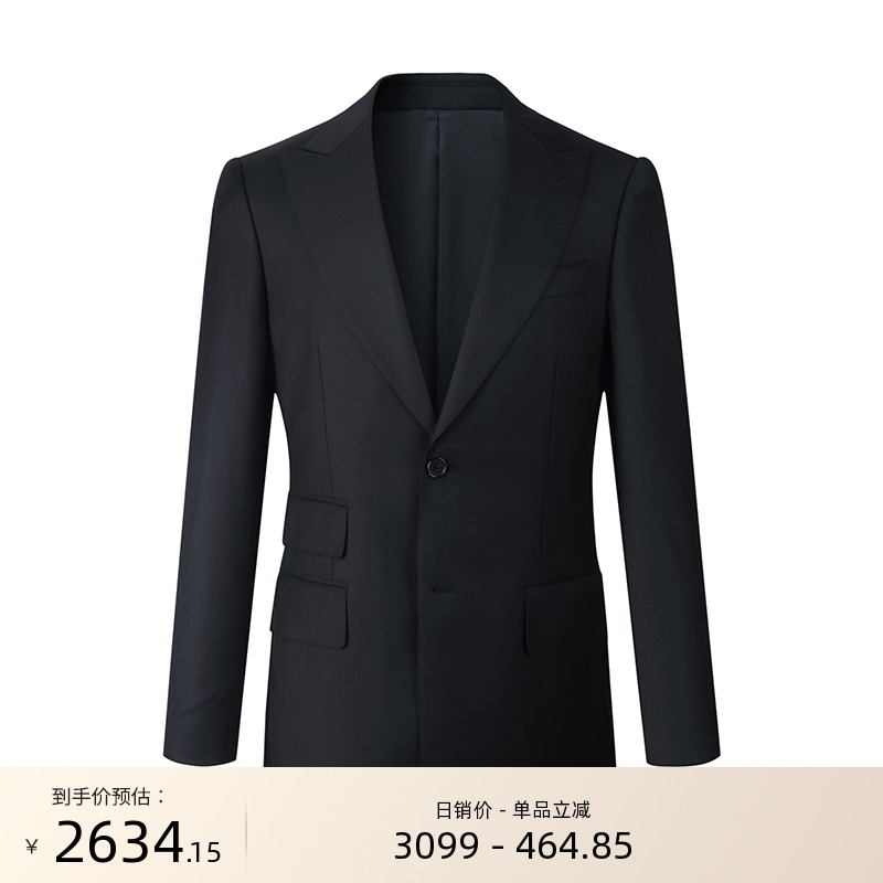 意大利进口男士羊毛黑色商务西服