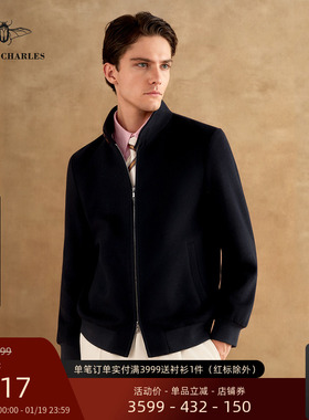 【Colombo】进口羊绒羊毛混纺哈灵顿G9夹克藏青色高定夹克男秋冬