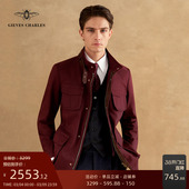 纯棉酒红工装 复古M65夹克男士 美式 风外套战地风衣男 早春新品