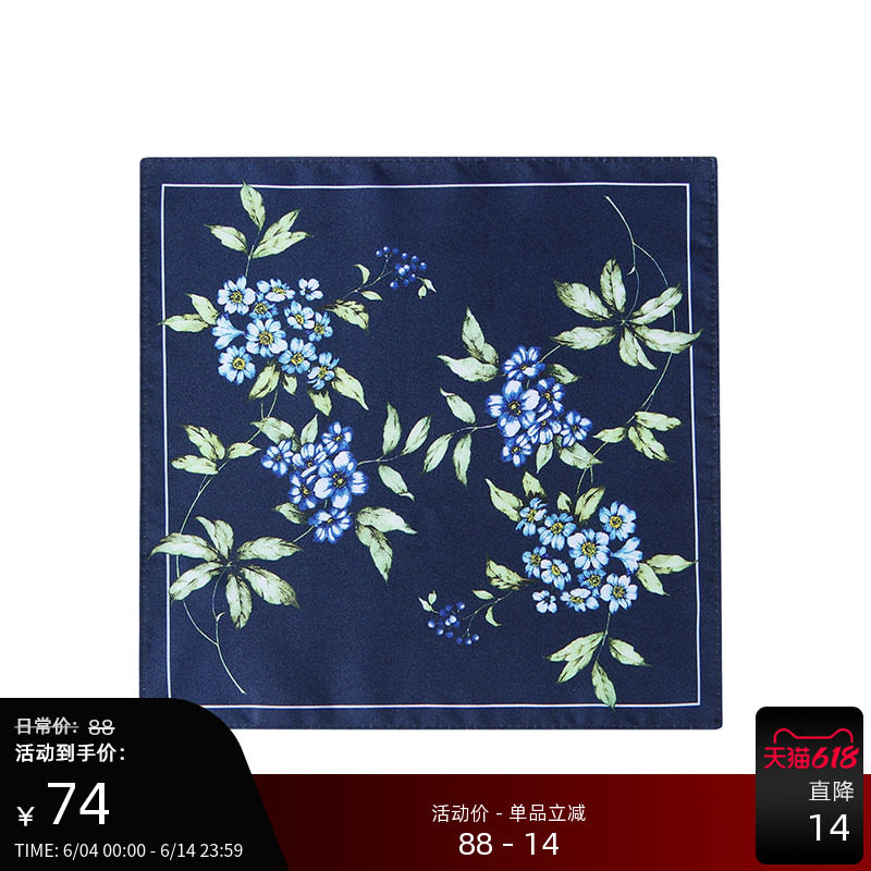 GIEVES CHARLES男士印花手工制作方巾口袋巾西装袋巾礼物