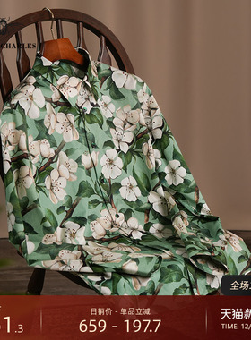 【秋季新品】男士休闲花卉印花衬衫痞雅风高端时尚长袖衬衫男潮