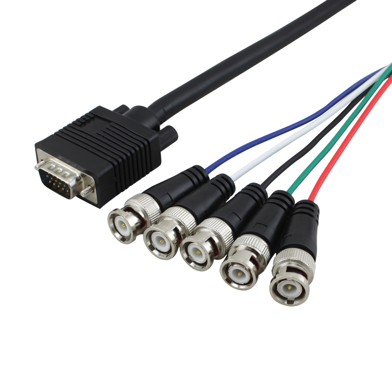 贝桥 V105 电脑视频线转换头vga转bnc线vga转5bnc RGBHV BNC转VGA