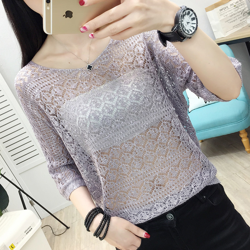镂空针织衫上衣女薄款2020新款夏季半袖蝙蝠衫罩衫韩版宽松网洞衫在类目 女装/女士精品, 毛针织衫中 - 来自Buy2taobao.com提供专业的淘宝代购服务
