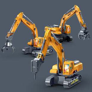 仿真惯性声光故事机抓石机夹木车钻地工程车灯光音乐模型儿童玩具