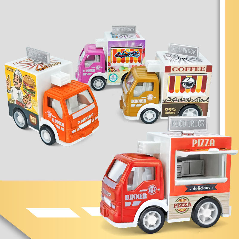 迷你合金回力卡通餐车咖啡雪糕快餐牛奶披萨车儿童玩具礼物
