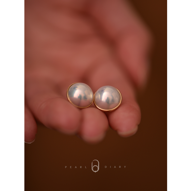 【赫本】极简设计耳钉女马贝珍珠