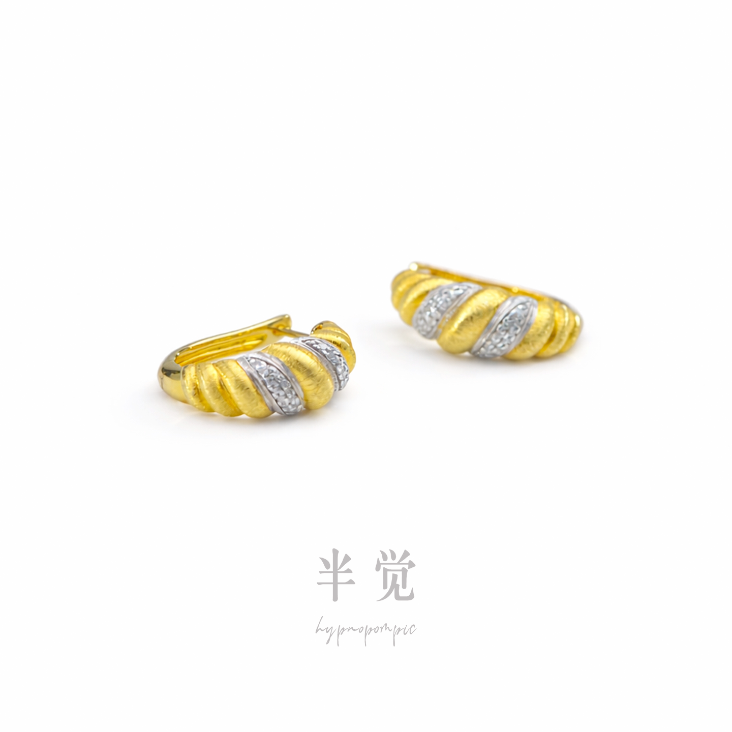 牛角包镶钻钻石耳扣耳环