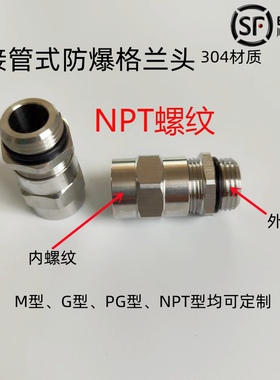 内外丝不锈钢304防爆格兰头密封接头接管式NPTnpt½¾1寸1/2 3/4