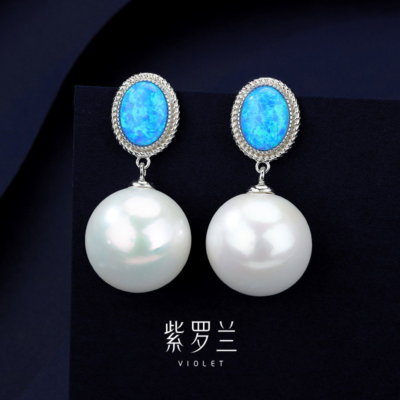 【紫罗兰正版】迷蓝珍珠耳钉轻奢气质耳饰2025新款潮送妈妈礼物