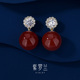 紫罗兰正版 丝耀红色耳环女气质轻奢高级感耳饰生日礼物潮