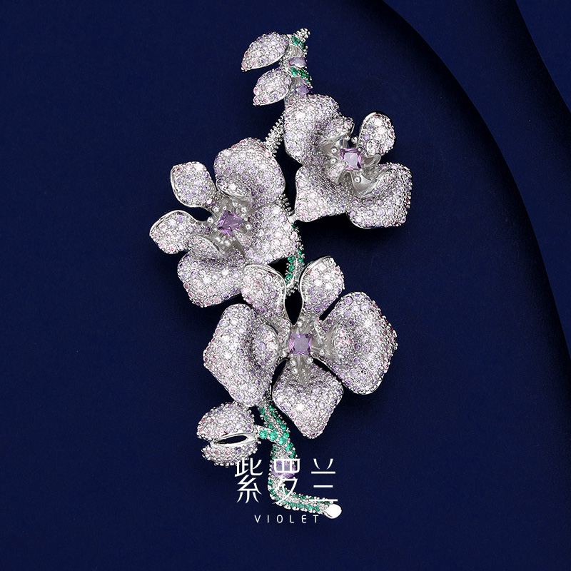 【紫罗兰正版】紫韵玫胸针