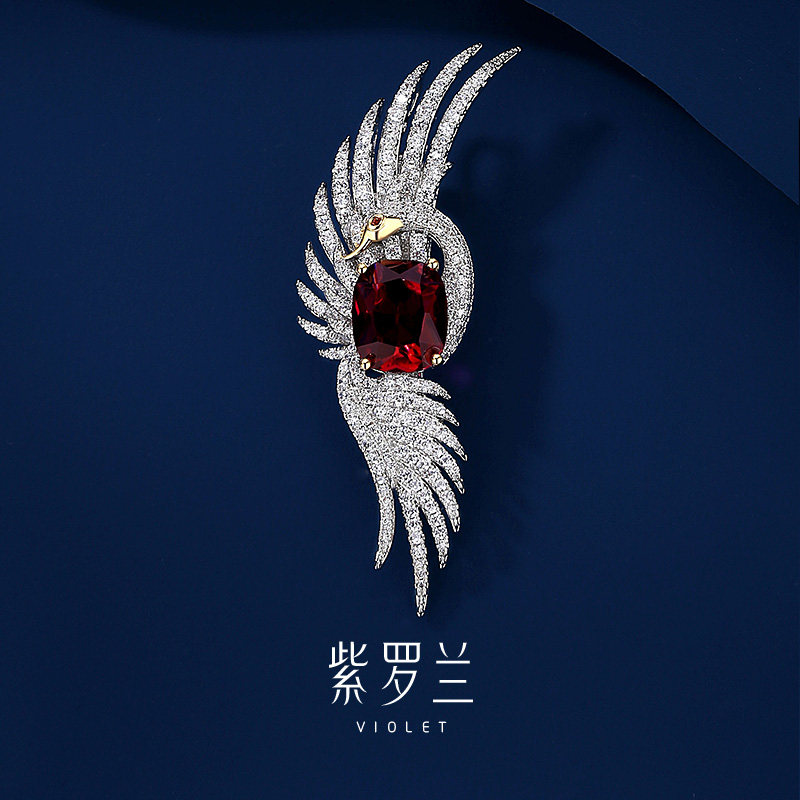 【紫罗兰正版】红凰翅胸针高档女精致凤凰胸花别针小众设计感潮,饰品/流行首饰/时尚饰品新,胸针,淘宝优惠券,粉丝福利购,淘宝优惠卷