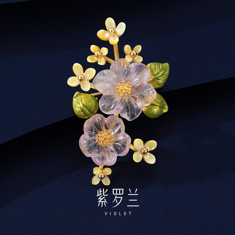 【紫罗兰正版】双晶花S925银胸针