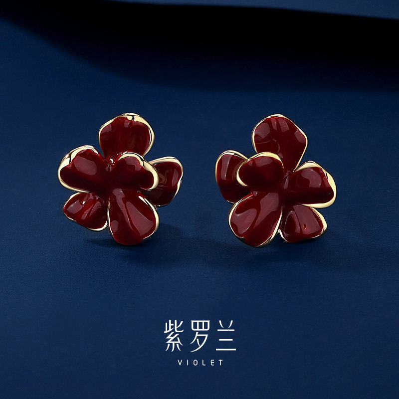 【紫罗兰正版】红硕红色花朵款耳环女轻奢高级感耳饰生日礼物潮,饰品/流行首饰/时尚饰品新,耳钉,淘宝优惠券,粉丝福利购,淘宝优惠卷
