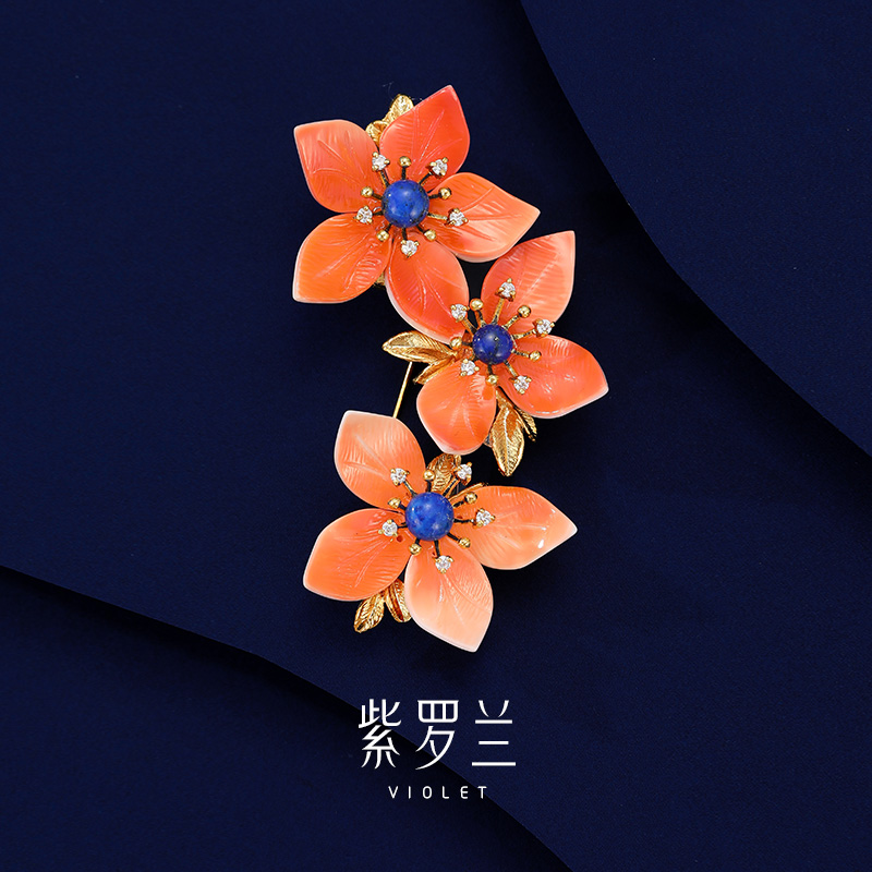 【紫罗兰正版】奢花胸针高档女精致个性百搭青金石胸花2024新款