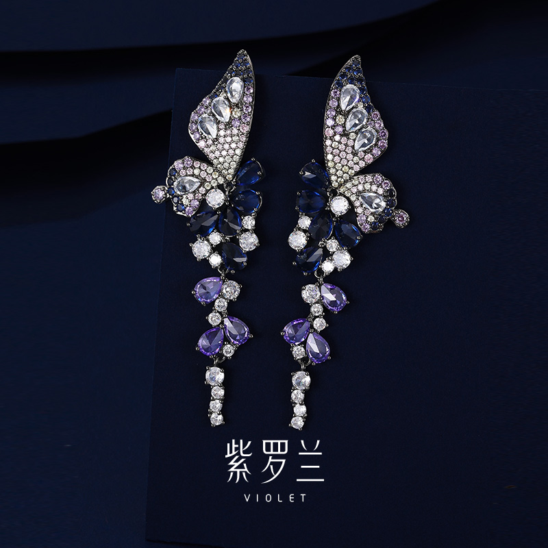 【紫罗兰正版】蓝幽蝶耳钉