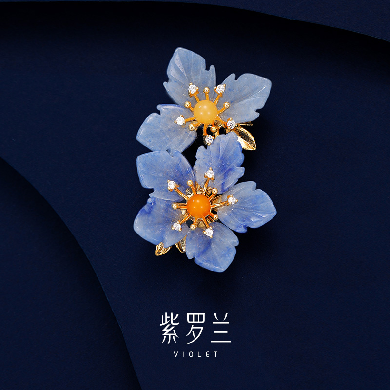 【紫罗兰正版】蓝双华胸针