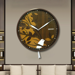 新品SEIKO日本精工中古钟表钟摆客厅创意日系复古挂钟原木风