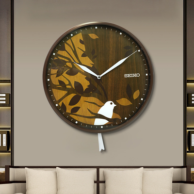 新品SEIKO日本精工中古钟表钟摆客厅创意日系复古挂钟原木风