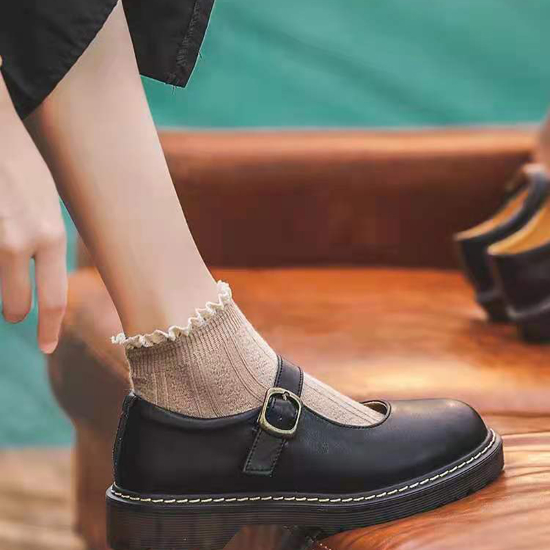 日系制服棕色花边夏季薄款短袜