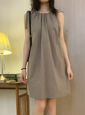 海边度假风挂脖吊带连衣裙女夏季新款小个子学生无袖甜美初恋短裙