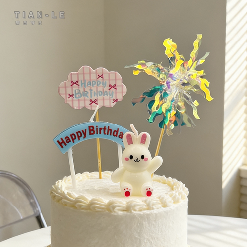 萌系卡通拱门蜡烛生日蛋糕装饰