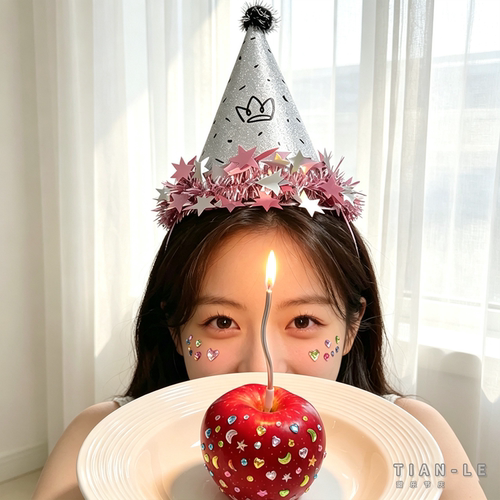 创意钻石贴生日帽氛围感拍照道具