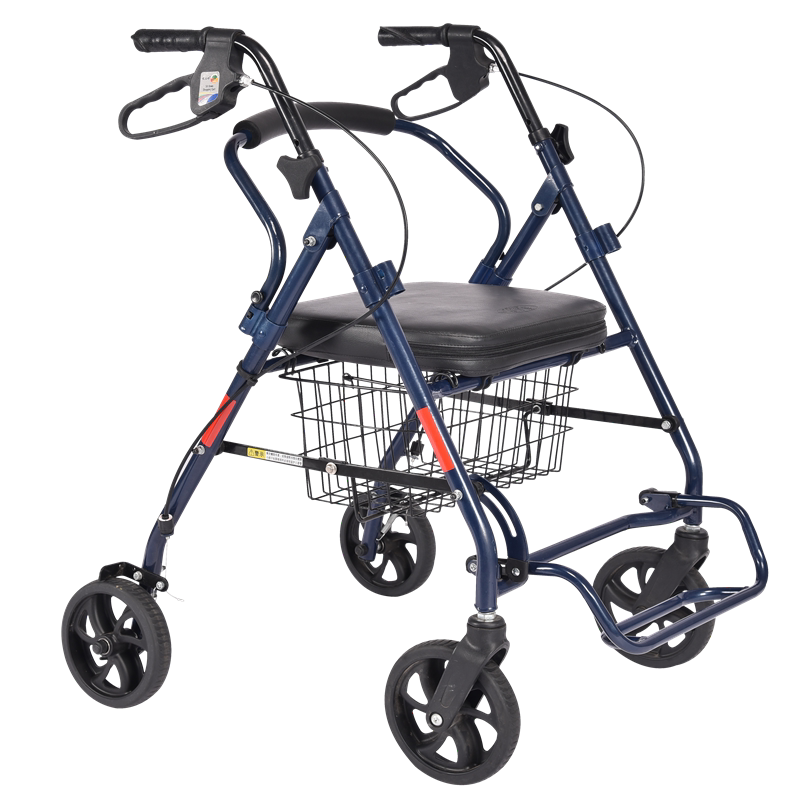 埃立娇老年手推车四轮老人购物车代步车便携购物车折叠可坐助行车