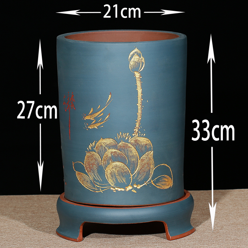 吊兰花盆特大君子兰花盆紫砂花盆绿萝菖蒲文竹盆景盆纯手工点彩