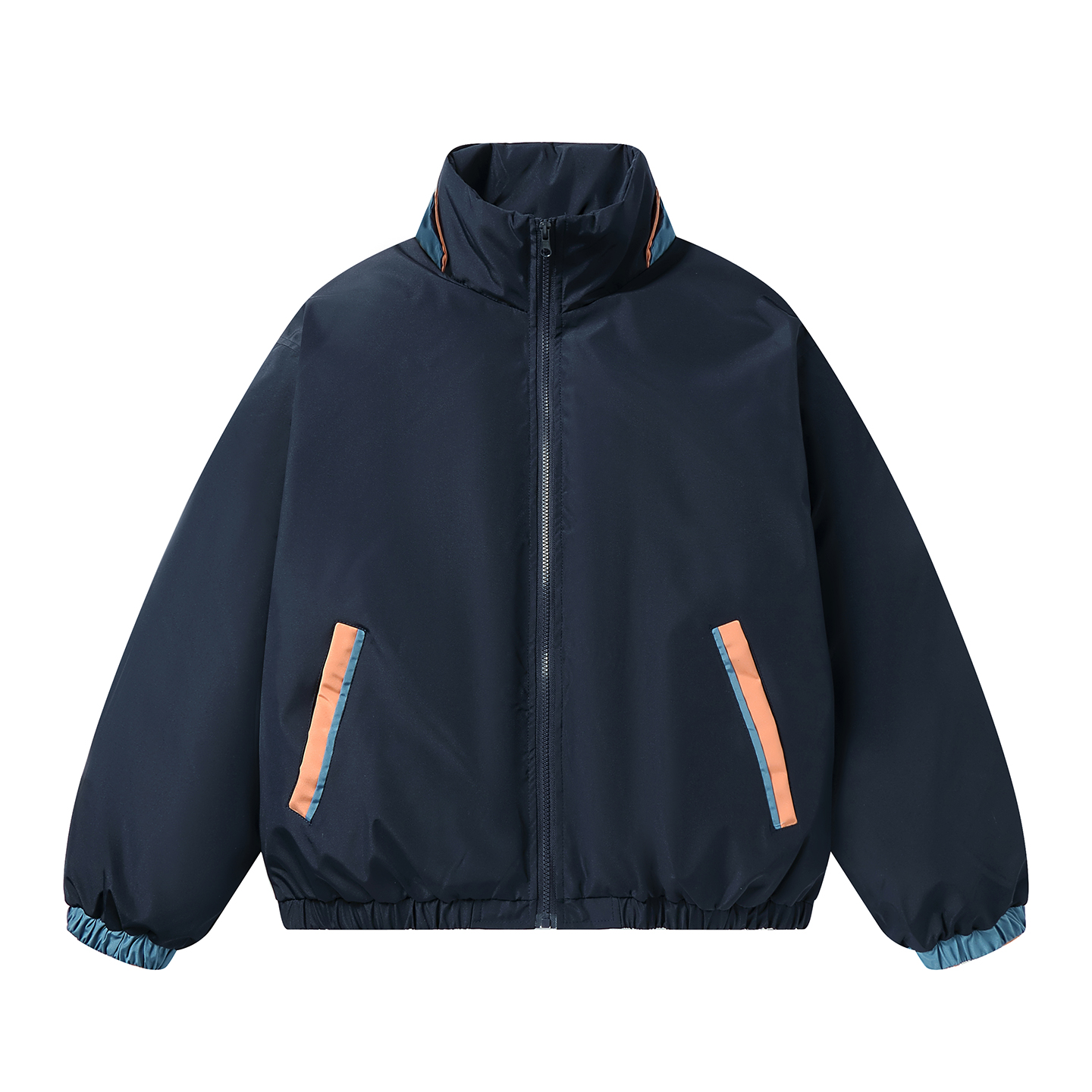 2025复古运动风撞色棉衣男女冬美式校园拼接棉服宽松立领夹棉外套