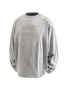 复古暗黑潮牌上衣reflem拼接解构复古个性印花长袖T恤卫衣中性男