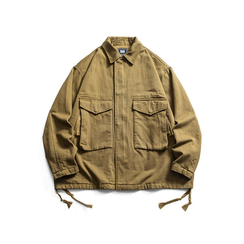 美拉德深咖复古大口袋纹理感工装外套2025新款宽松美式夹克男装