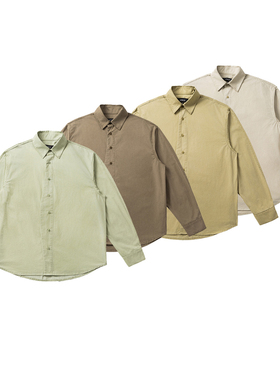 2025秋季新款设计感不对称翻领衬衣纯棉男装纯色基础款长袖衬衫