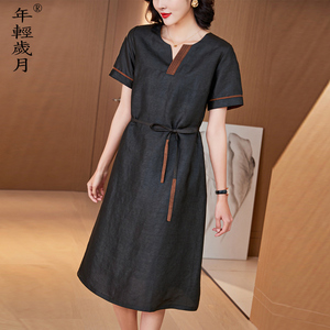 重磅真丝连衣裙女2025年夏季新款高端香云纱高贵夫人桑蚕丝裙子