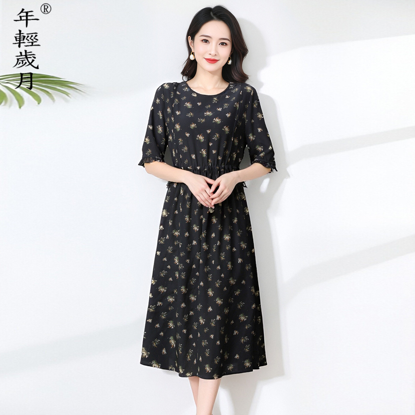 真丝连衣裙女2026夏季新款气质妈妈显瘦中长款时尚印花桑蚕丝裙子