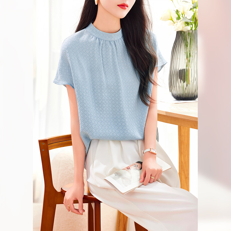 高级感立领真丝衬衫女2026夏季新款冠乐绉气质桑蚕丝上衣简约通勤