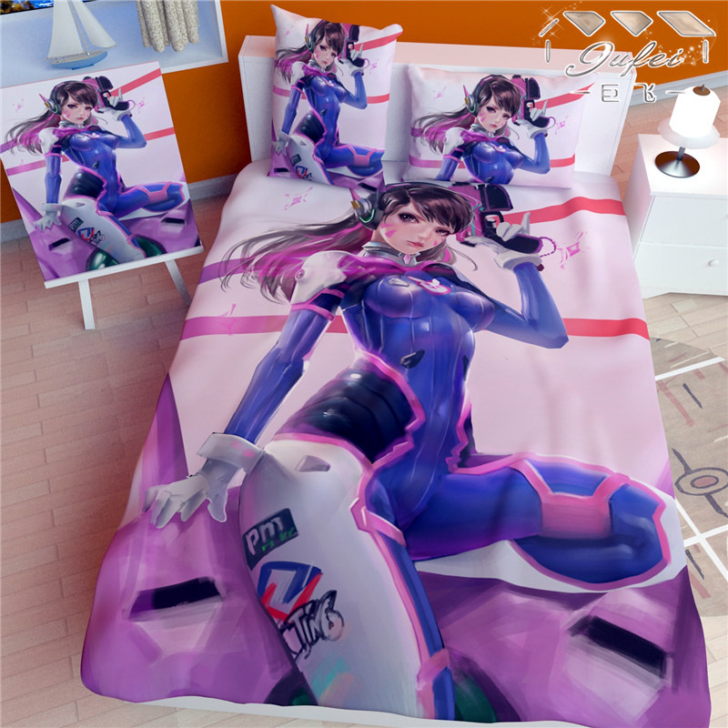 守望先锋屁股dva动漫周边diy定制床单被套四件套毛毯枕套被罩宿舍