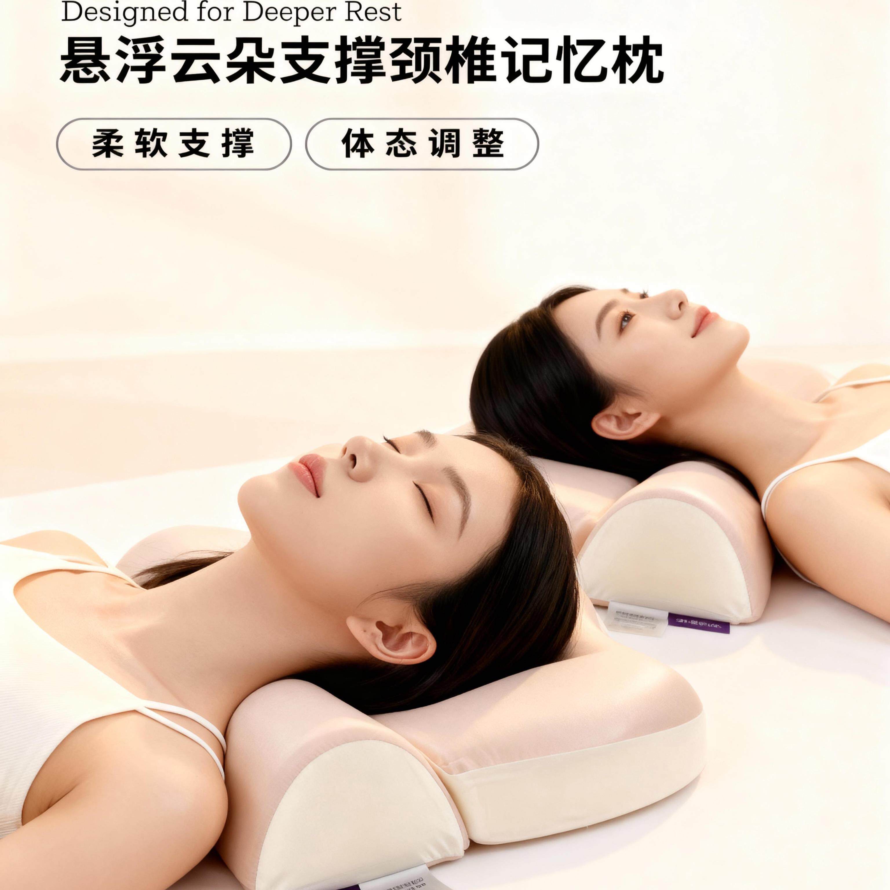 枕梦蝶生云感柔压颈椎支撑记忆枕曲面牵引护颈体态助眠记忆棉家用