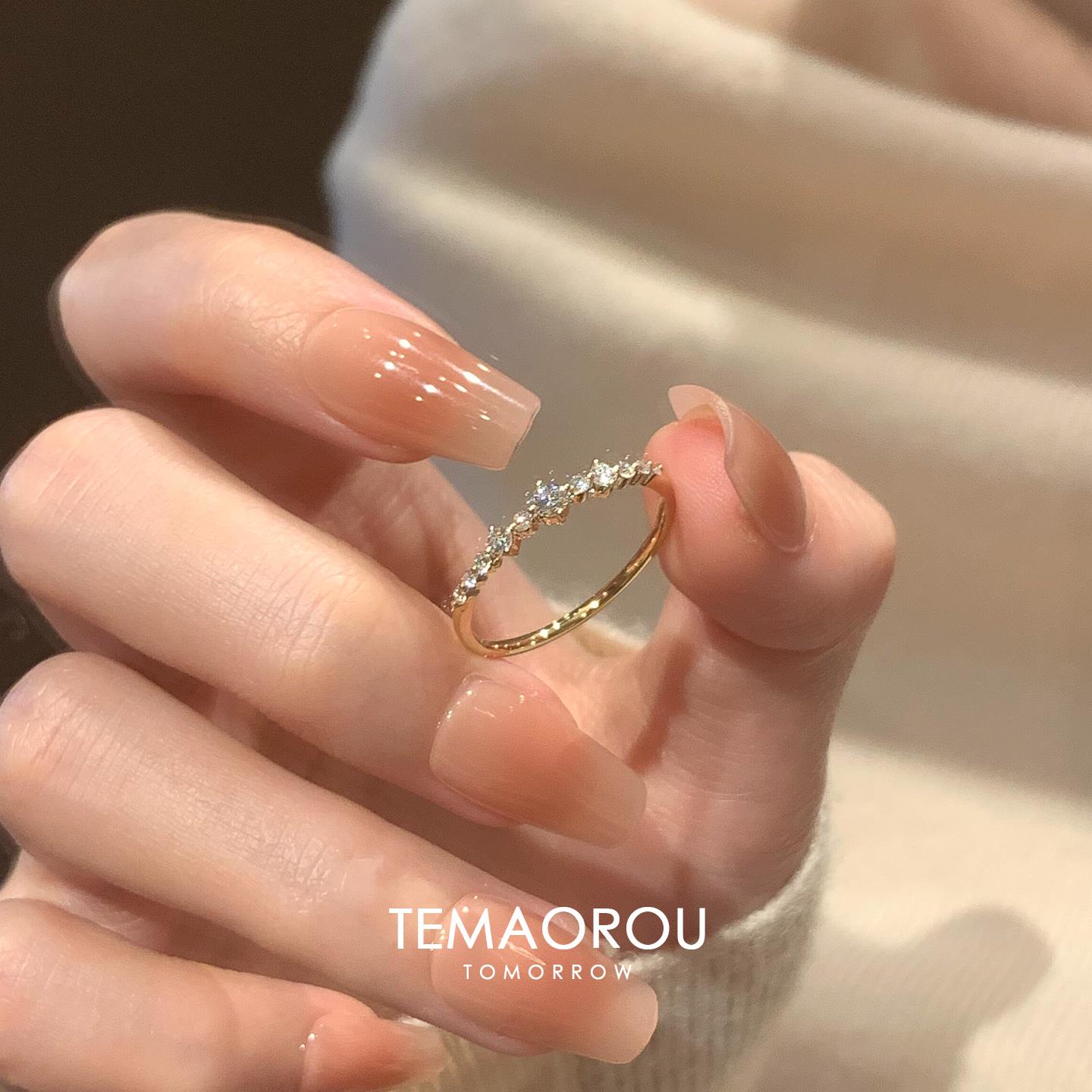 【星光】s925通体纯银极细款细闪戒指女叠戴食指戒不掉色精致指环