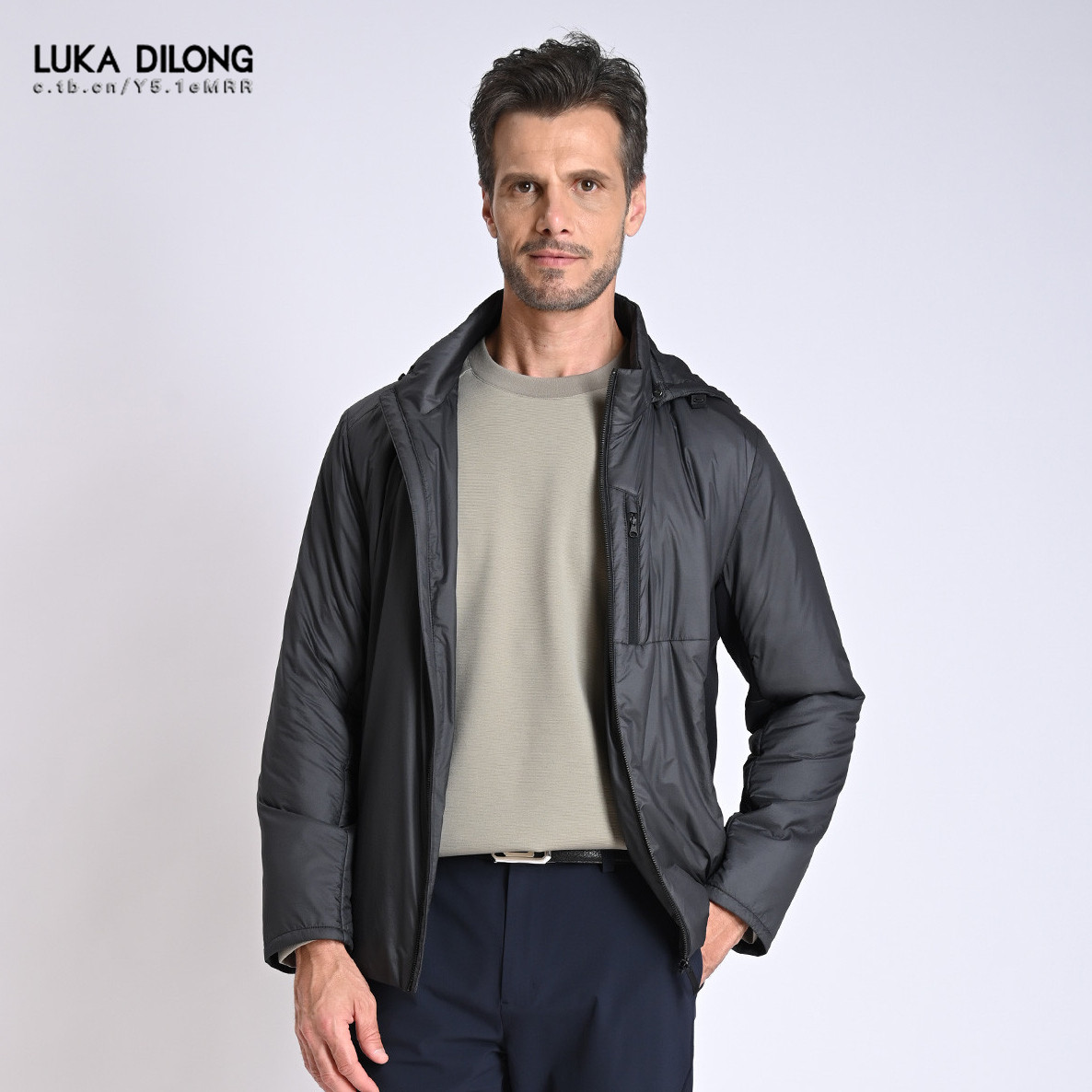 路卡迪龙7D超轻防水薄棉服带帽男