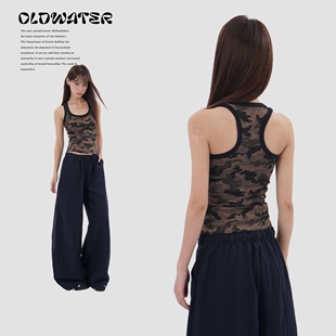 工字y2k 吊带背心女外穿U型领撞色多巴胺泰式 2026美式 辣妹迷彩无袖