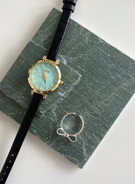 MIDI湖水蓝贝母面手表女款简约气质秋冬新款细皮带精致文艺石英表