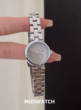 MIDI格雷灰色时尚高级感钢带女士手表小众轻奢复古通勤百搭石英表